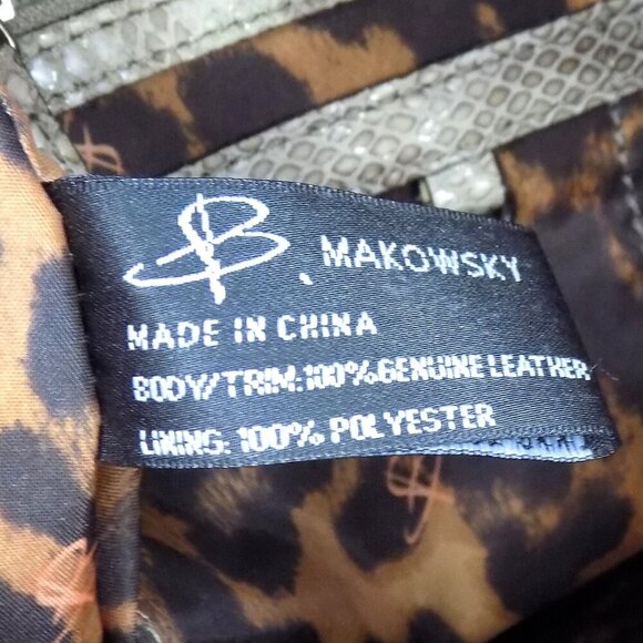 B. Makowsky Snake Embossed Leather Shoulder Handbag Brown Multi Leather - Picture 12 of 12